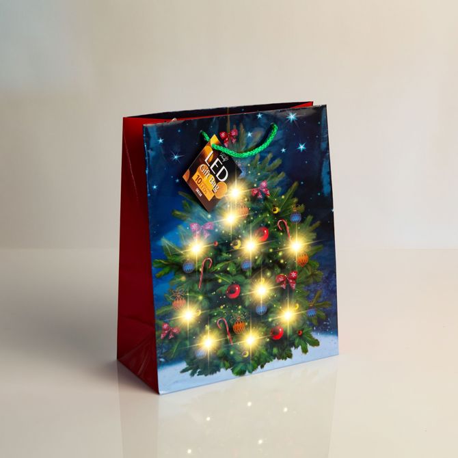 Božična darilna vrečka L s LED lučkami Angel 178 x 102 x 228 mm - 4 vrste / komp. 2