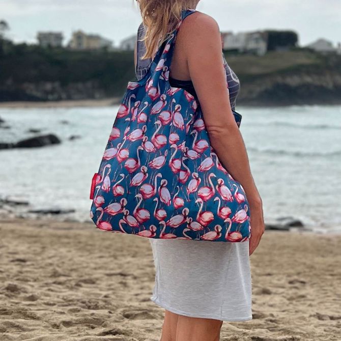 Vrečka Cedon Easy Bag 3.0 Pink Flamingo, recikliran PET, zložljiva, nosilnost 20 kg 2