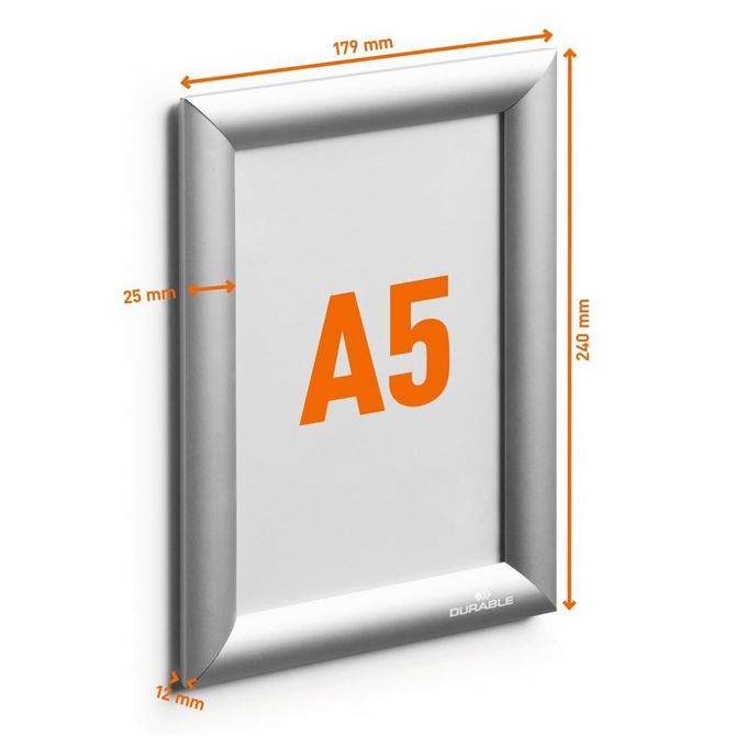 Durable Aluminijast okvir Snap A5, srebrn 4