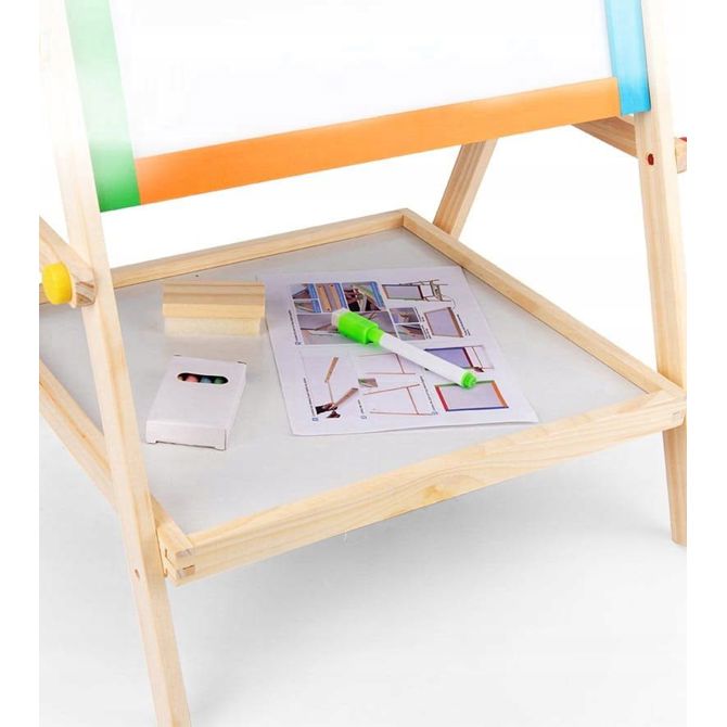 Dvostranska lesena risalna tabla 65cm + krede 5