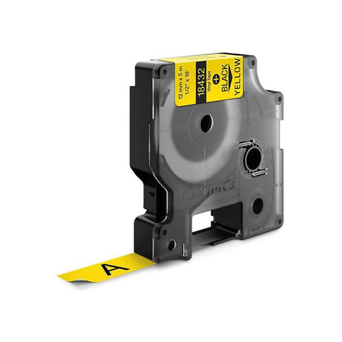 Dymo 18432 (S0718450) RHINO vinil profi D1 12mm x 5,5m črno na rumeno 2