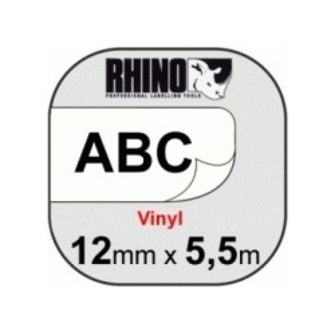 Dymo 18444 (S0718600)  RHINO vinil profi D1 črno na belo 12mm x 5,5m , etikete 3