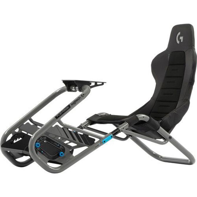 Gaming stol Playseat Trophy Logitech G Edition siva, brezokvirna struktura, ActiFit material, nastavljiv sedež, združljiv z volani Direct Drive 2