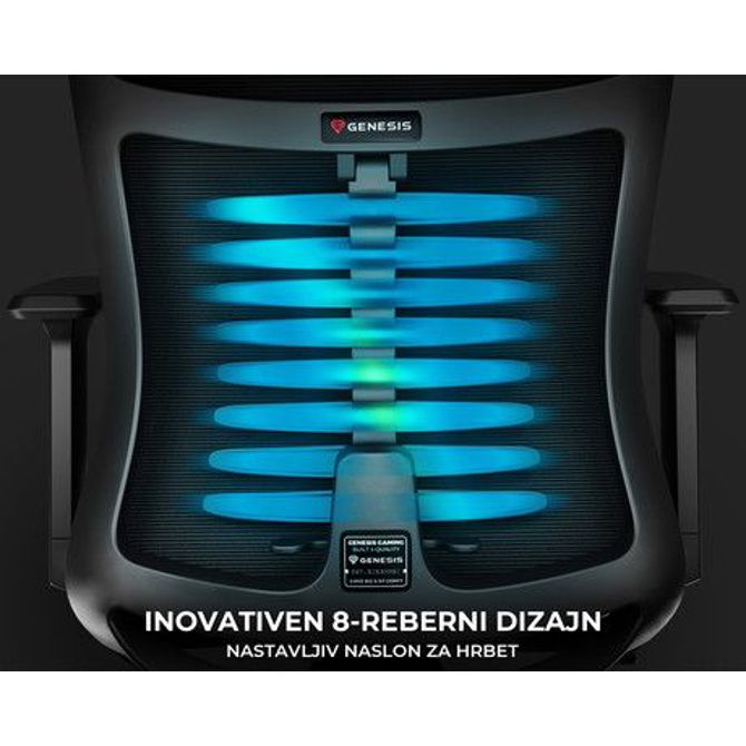 GENESIS ASTAT 200 gaming / pisarniški stol, ergonomski, tehnologija PureFlow, konstrukcija ExoBase, kolesa CareGlide, nastavljiva višina / naklon, črn 5