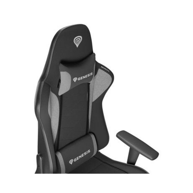 GENESIS NITRO 440 G2 gaming / pisarniški stol, ergonomski, nastavljiva višina / naklon, zibanje, 2x blazina, kolesa CareGLide™, črno siv 4