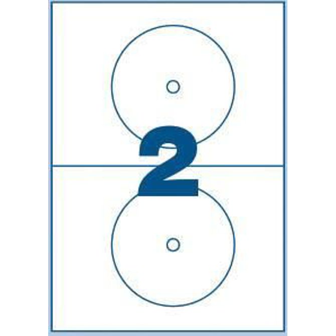 Multi3 Bele nalepke za CD/DVD, 2/stran premer 117 mm, 100 listov 2