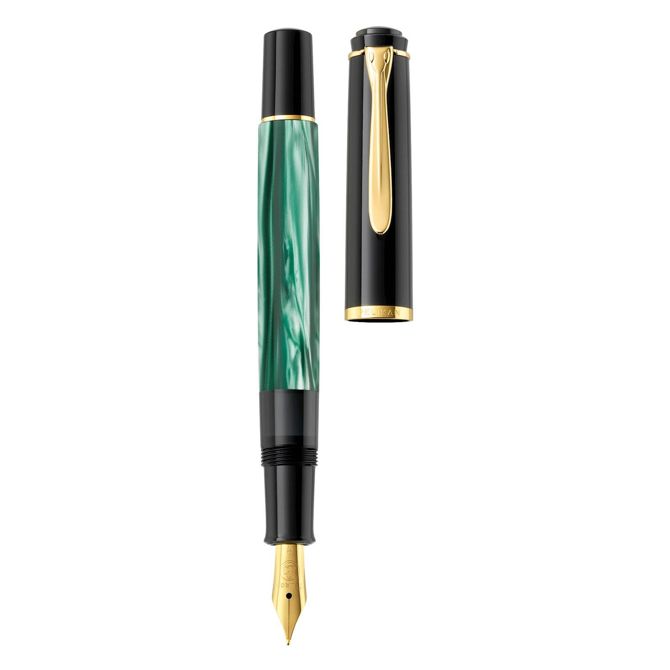 Pelikan nalivno pero M200, marmorirano zelen, F konica, v darilni škatli 3