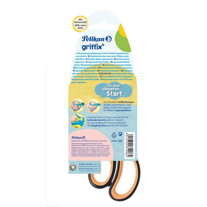 Pelikan škarje Griffix za desničarje, 15 cm, črne, na blistru 2