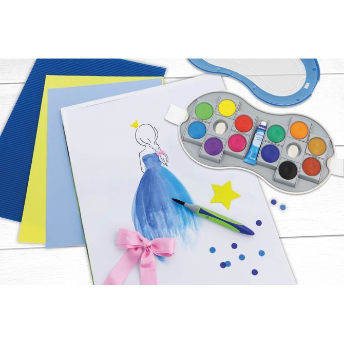 Pelikan vodene barvice Space, modre, 12/1 + bela tempera 6