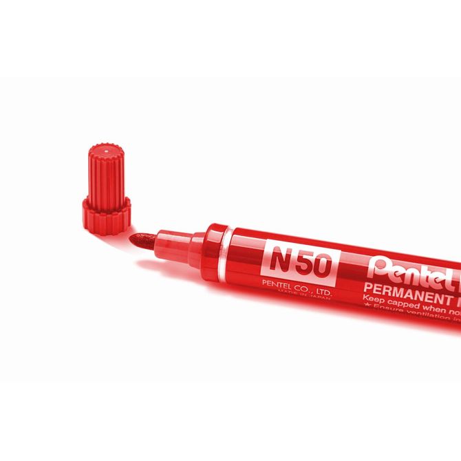 Pentel marker permanentni N50, rdeč 2