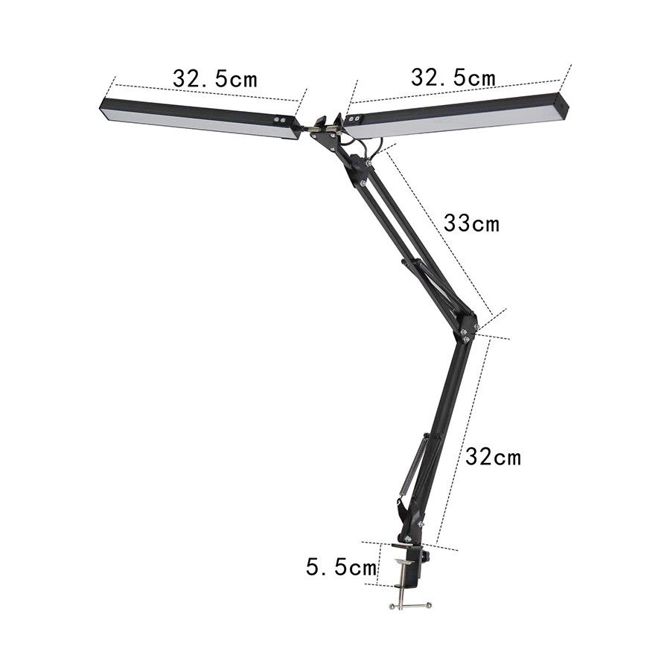 Namizna LED svetilka Platinet PDLD20, priročna, prilagodljiva, kakovostna, dve smeri,  20W, 1000 lm, črne barve 2