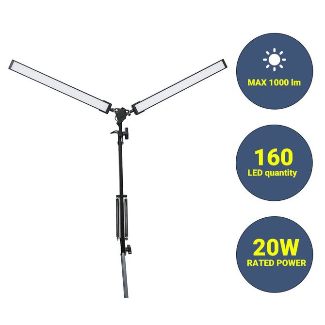 Namizna LED svetilka Platinet PDLD20, priročna, prilagodljiva, kakovostna, dve smeri,  20W, 1000 lm, črne barve 4