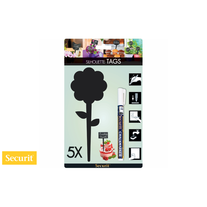 Securit TABLICA na palčki Silhouette - mala roža TAGFLOWER5 3