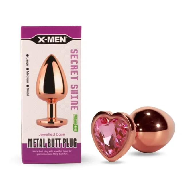 ANALNI ČEP X-MEN Secret Shine Rose Gold Heart (L)