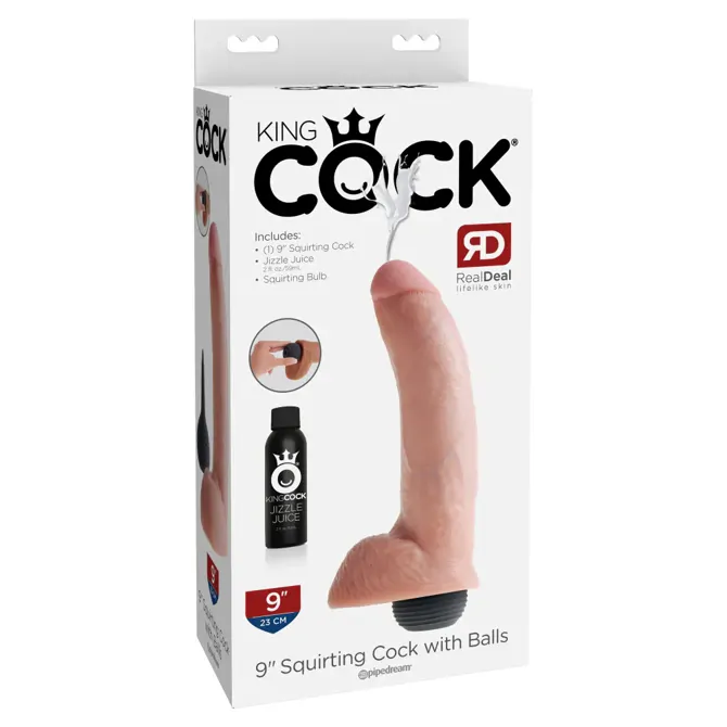 Dildo King Cock Squirting With Balls Light, 22 cm