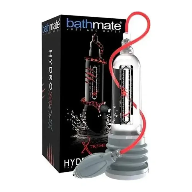 Erekcijska črpalka Bathmate Hydromax Extreme X50 Clear, ročna pumpica, TPE podloga