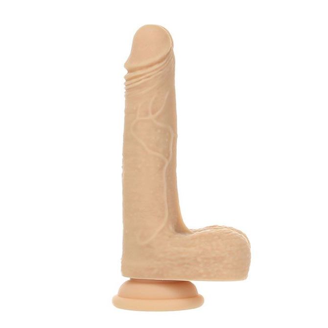 Vibracijsko-rotacijski penis BMS Naked Addiction The Freak, 19 cm, USB-polnjenje, svetle kožne barve