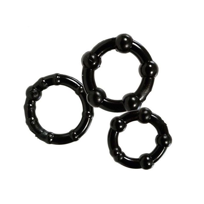 Set erekcijskih obročkov Scala Stay Hard, z bunkicami, črne barve, 3 kosi