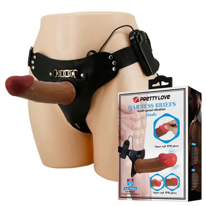 Strap on Pretty Love Starks Harness Briefs, rjav