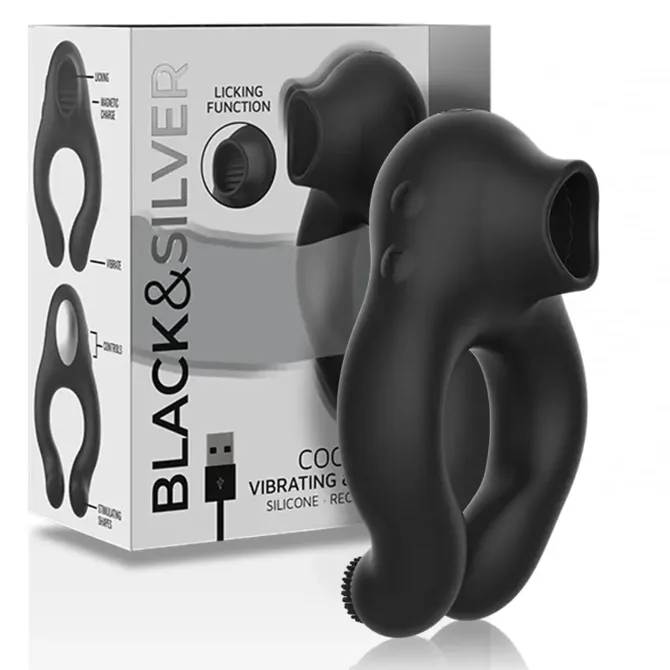 Vibracijski erekcijski obroček Black & Silver