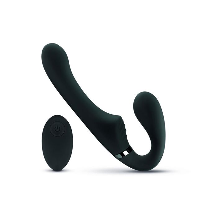 Vibracijski strap on dildo brez pasu No-Parts - Avery, 22 cm, črn