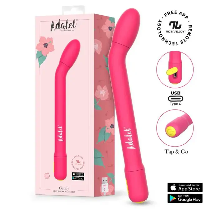 Vibrator Adalet Gently G-Spot, 17,5 cm, ABS s PU prevleko, 10 načinov vibracij, vodoodporen, roza barve