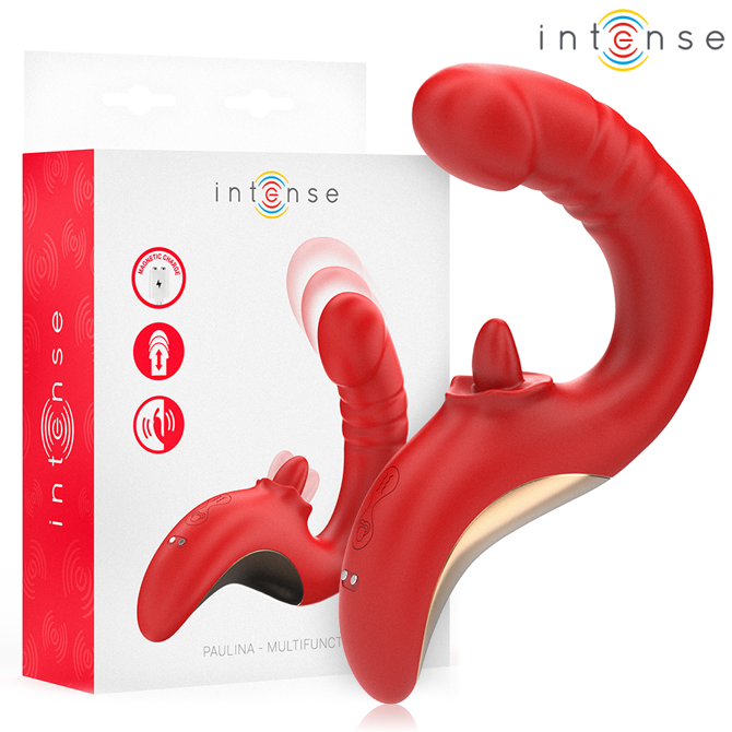 Vibrator Intense Paulina U Shape, 18 cm, 3 funkcije, IPX7, rdeče barve