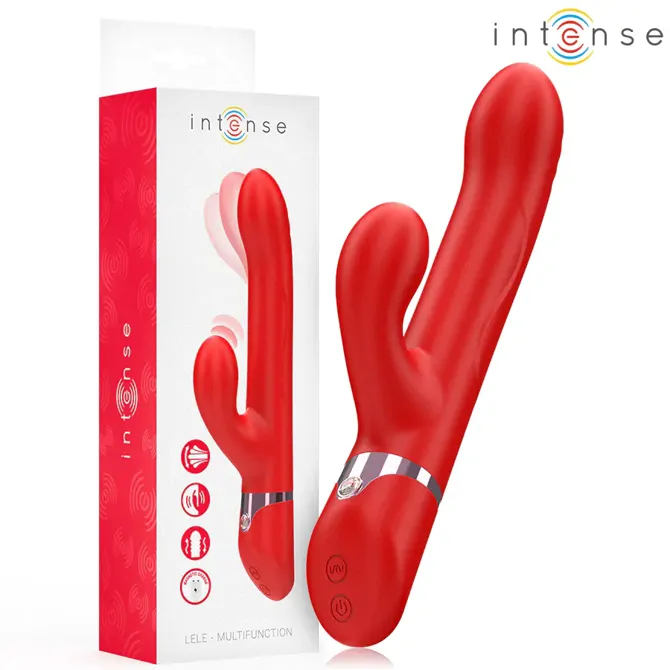 Vibrator Rabbit Intense Lele Rotating & Oscillating, dve funkciji, 13,5 cm, silikon/ABS, vodoodporen, rdeče barve