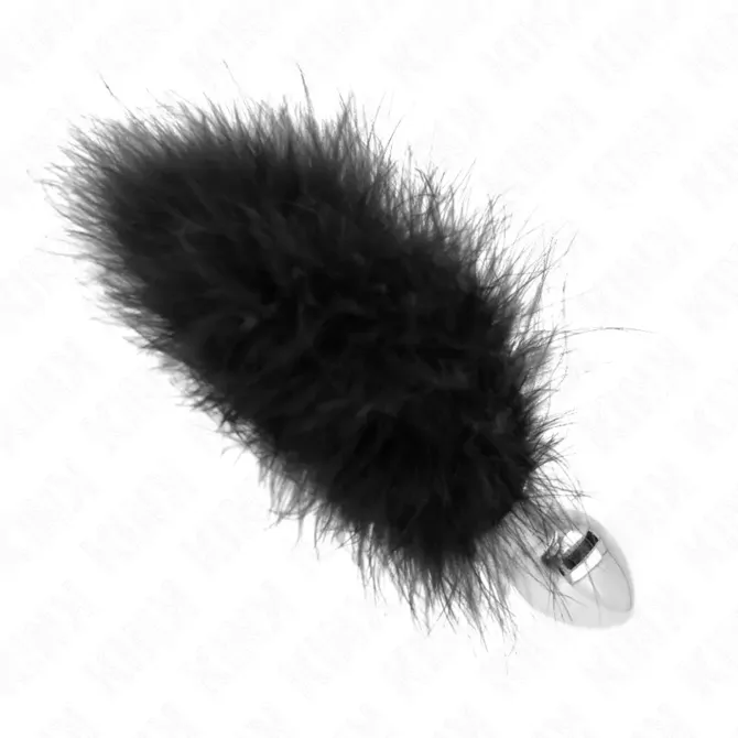Analni čep Kink s perjem, črn, 3 cm 2