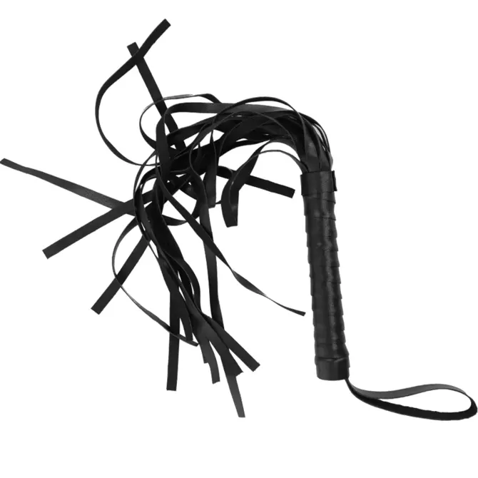 Bič / flogger Intense Fetish Vegan Leather Flogger, umetno usnje, ergonomski ročaj, črna 3