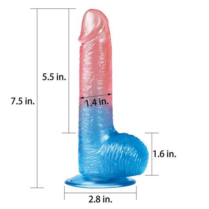Dildo Dazle Studs Pink & Blue - 19 cm 2