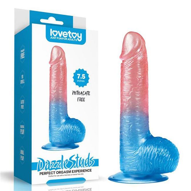 Dildo Dazle Studs Pink & Blue - 19 cm 3