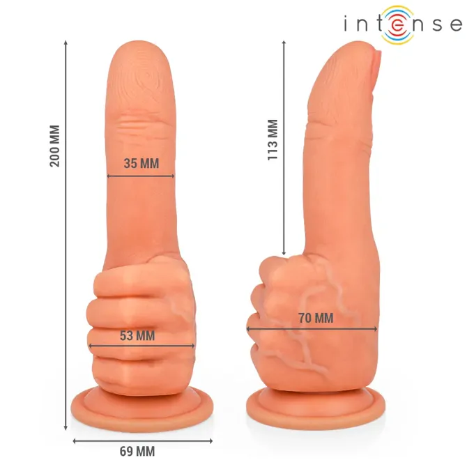 Dildo Intense Fun Bender G-Spot Flexible Hand 20 cm, fleksibilen medicinski silikon, anatomska oblika za G-točko, sesalno dno 6