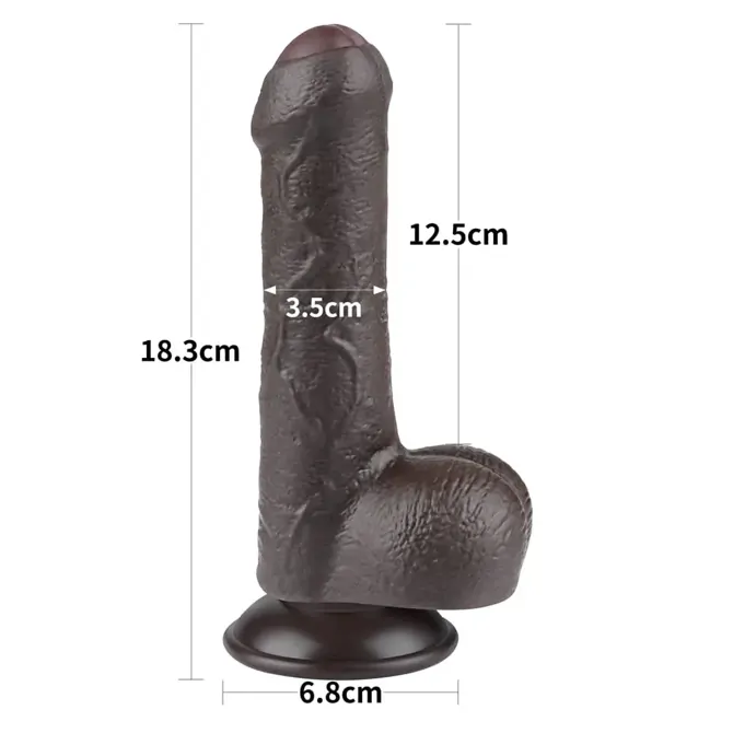 Dildo Lovetoy Sliding Skin Dual Layer, črn, 17,78 cm 5