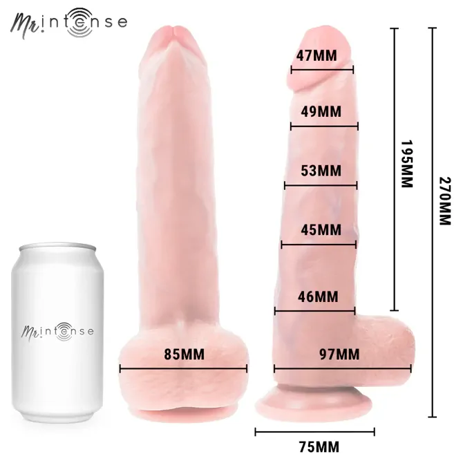 Dildo Mr Intense Neeson 27 cm, realistična oblika, sesalno dno, TPR material, kožne barve 6