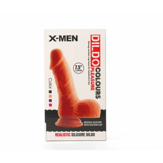 Dildo X-MEN Colours Pleasure 3, črn, 19 cm 5