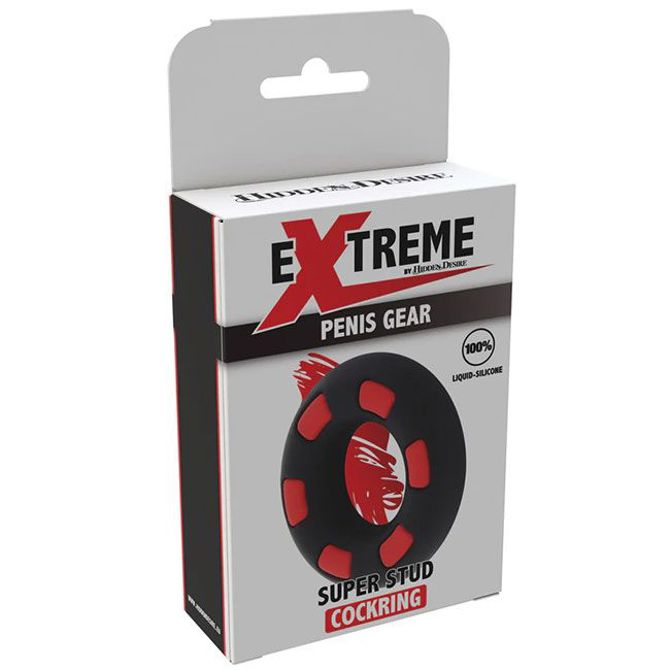 Erekcijski obroček Super Stud C-Ring, teksturirana površina, silikon, premer 3 cm, črne barve 3