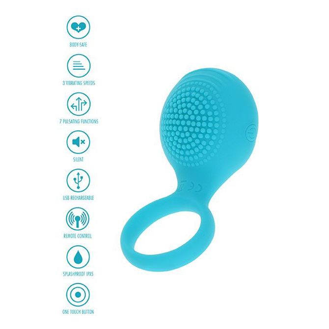 Erekcijski obroček Toy Joy Tickle & Brush, vibracijski, USB-napajanje, moder 6