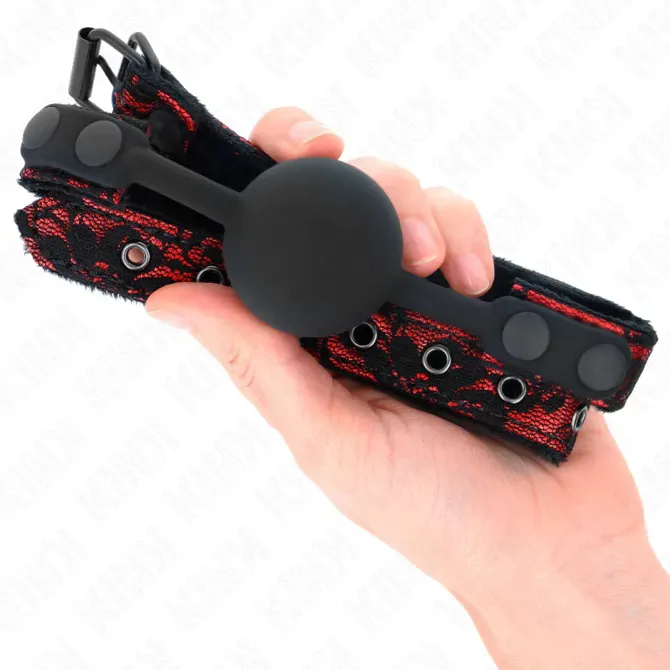 Ustni gag Kink scandal silicone ball model 1, črn, 4 cm 4
