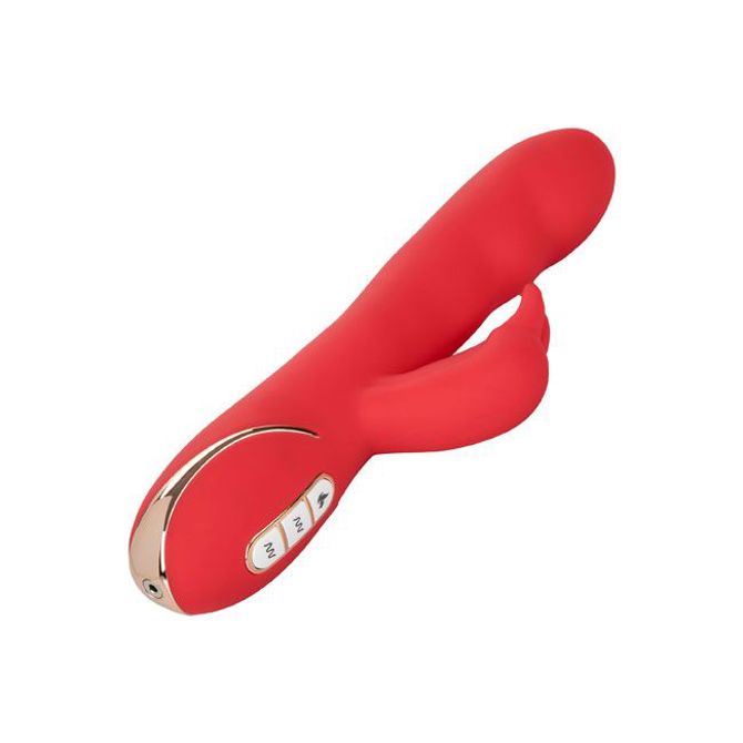 Rabbit vibrator Jack Rabbit, grelni, ultra mehek, rdeč, silikonski, USB-polnjenje  4