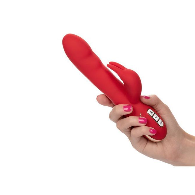 Rabbit vibrator Jack Rabbit, grelni, ultra mehek, rdeč, silikonski, USB-polnjenje  5