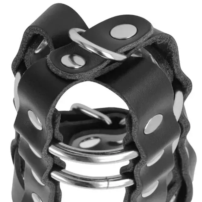 Kletka za penis Darkness Leather Chastity Cage, vegansko usnje, črna 3