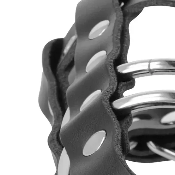 Kletka za penis Darkness Leather Chastity Cage, vegansko usnje, črna 4