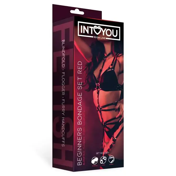 BDSM komplet Intoyou, za začetnike, rdeč, 4-delni 6