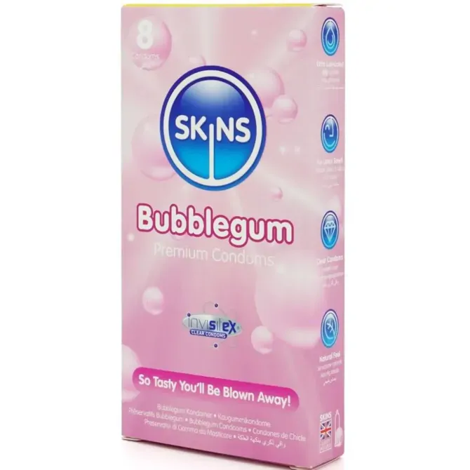 Kondomi Skins Bubblegum, okus žvečilnega gumija, 8 kosov 6
