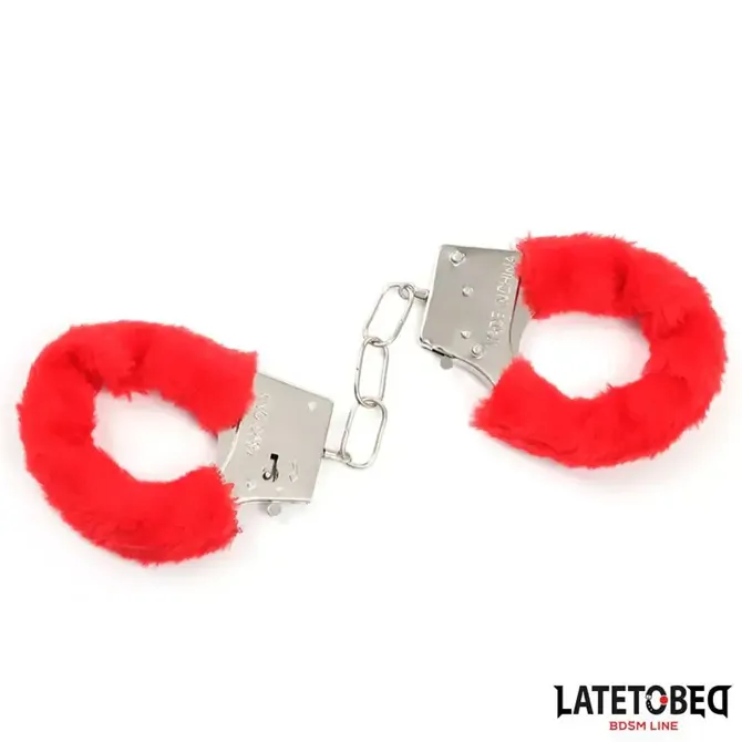 Lisice Latetobed BDSM Line, dva ključa, rdeče barve 2