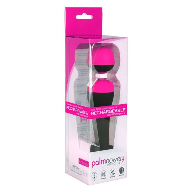 Masažni vibrator PalmPower Recharge, USB-napajanje, črno-roza 2
