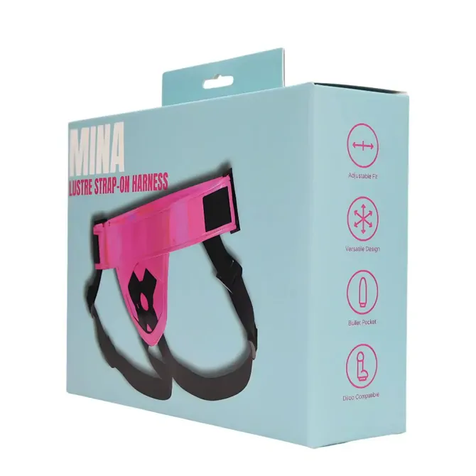 Pas za strap-on Mina Lustre Shiny, od 54 cm do 130 cm, prilagodljivi pasovi, roza, 5