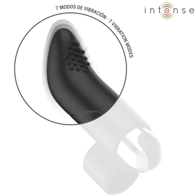 Prstni vibrator  Intense Damiano, 8,6 cm, 7 načinov vibracij, 3 hitrosti, ABS in silikon, brez ftalatov, črne barve 3