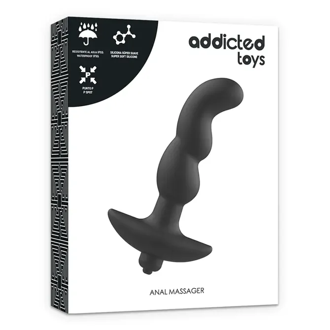 Stimulator prostate Addicted Toys Model 2 Black, vibracijski stimulator prostate, medicinski silikon, IPX6 zaščita, črne barve 4